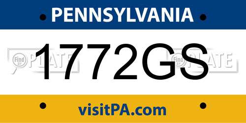1772GS Pennsylvania License Plate