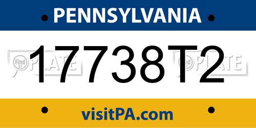 17738T2 Pennsylvania License Plate
