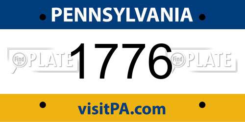 1776 Pennsylvania License Plate