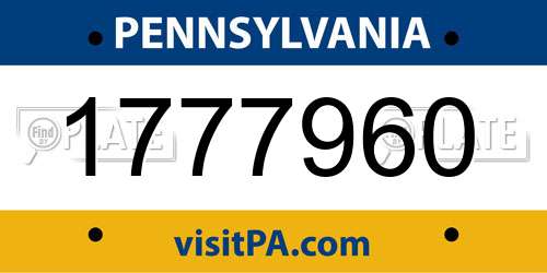 1777960 Pennsylvania License Plate