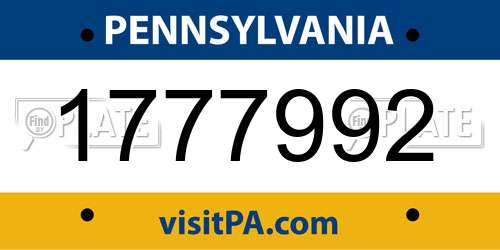 1777992 Pennsylvania License Plate