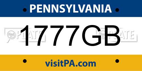 1777GB Pennsylvania License Plate