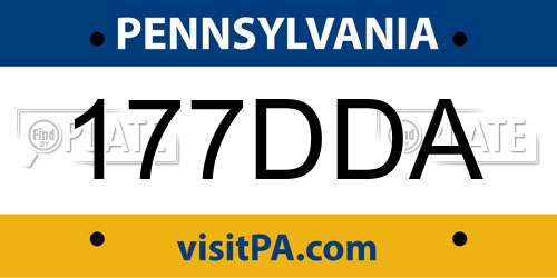 177DDA Pennsylvania License Plate