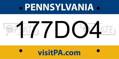 177DO4 Pennsylvania License Plate