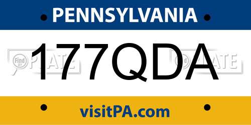 177QDA Pennsylvania License Plate