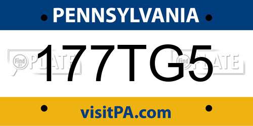 177TG5 Pennsylvania License Plate