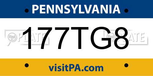 177TG8 Pennsylvania License Plate