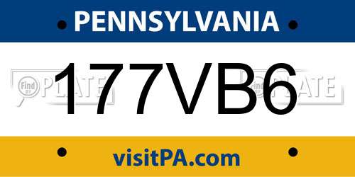 177VB6 Pennsylvania License Plate