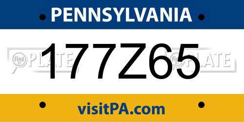 177Z65 Pennsylvania License Plate