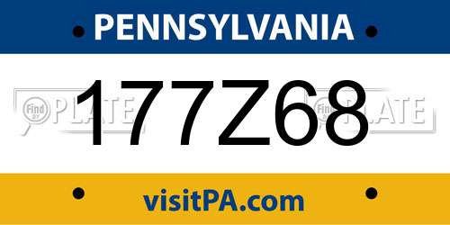 177Z68 Pennsylvania License Plate