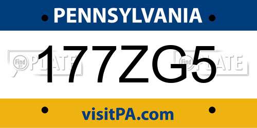 177ZG5 Pennsylvania License Plate