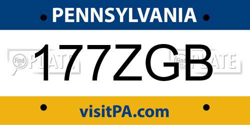 177ZGB Pennsylvania License Plate