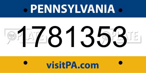 1781353 Pennsylvania License Plate