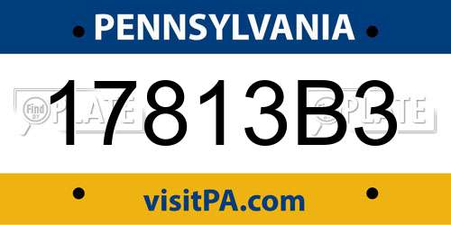 17813B3 Pennsylvania License Plate