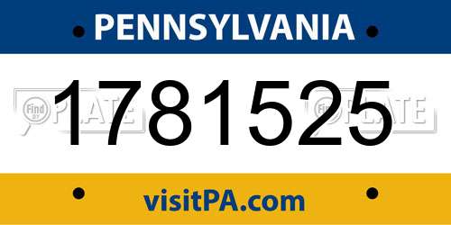 1781525 Pennsylvania License Plate