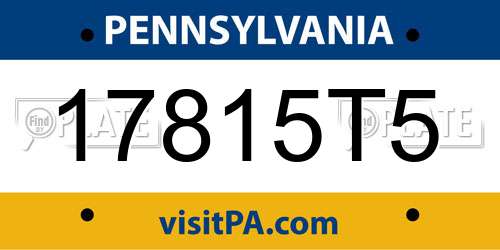 17815T5 Pennsylvania License Plate