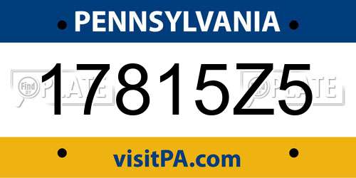 17815Z5 Pennsylvania License Plate