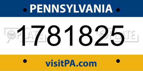 1781825 Pennsylvania License Plate