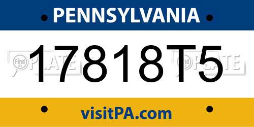 17818T5 Pennsylvania License Plate