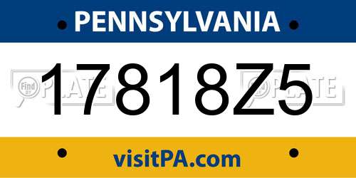 17818Z5 Pennsylvania License Plate