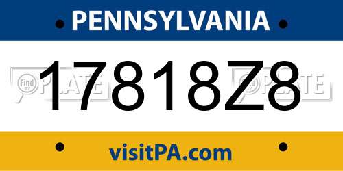 17818Z8 Pennsylvania License Plate