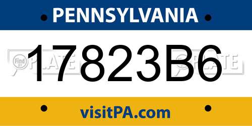17823B6 Pennsylvania License Plate