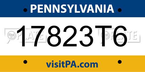 17823T6 Pennsylvania License Plate