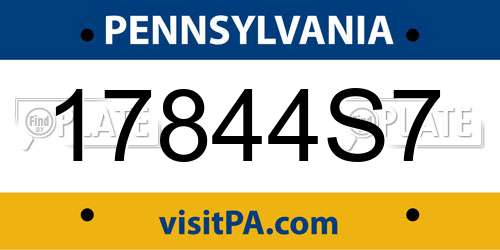 17844S7 Pennsylvania License Plate