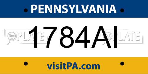 1784AI Pennsylvania License Plate