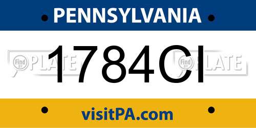 1784CI Pennsylvania License Plate