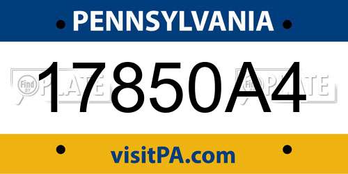 17850A4 Pennsylvania License Plate
