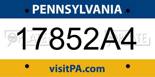 17852A4 Pennsylvania License Plate