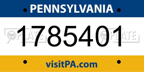 1785401 Pennsylvania License Plate