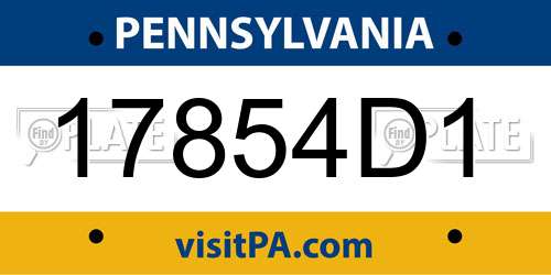 17854D1 Pennsylvania License Plate