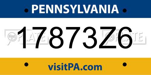 17873Z6 Pennsylvania License Plate