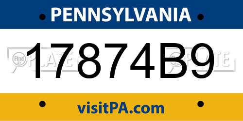 17874B9 Pennsylvania License Plate