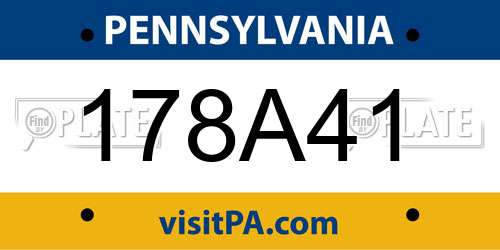 178A41 Pennsylvania License Plate