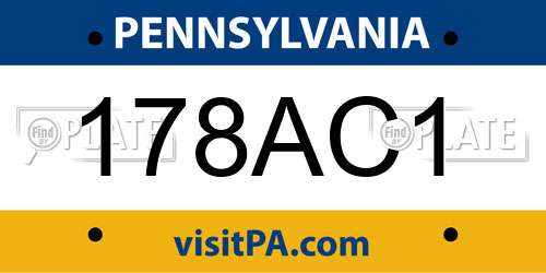 178AC1 Pennsylvania License Plate