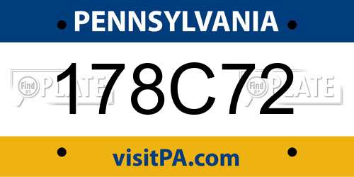 178C72 Pennsylvania License Plate