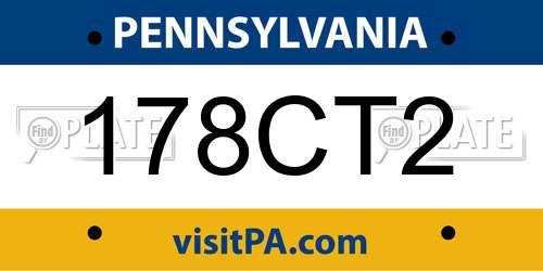 178CT2 Pennsylvania License Plate