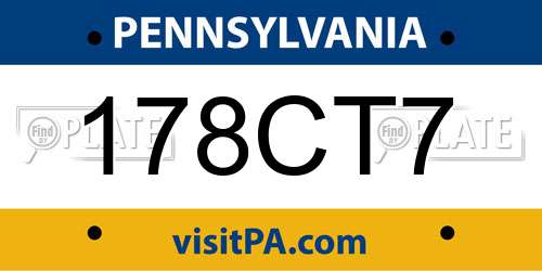 178CT7 Pennsylvania License Plate