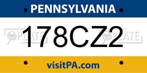 178CZ2 Pennsylvania License Plate