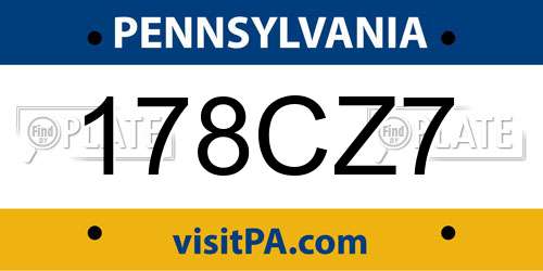 178CZ7 Pennsylvania License Plate