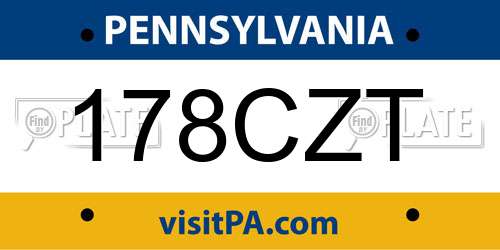 178CZT Pennsylvania License Plate