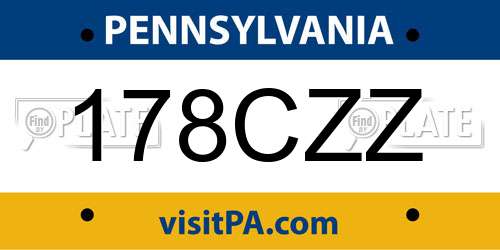 178CZZ Pennsylvania License Plate