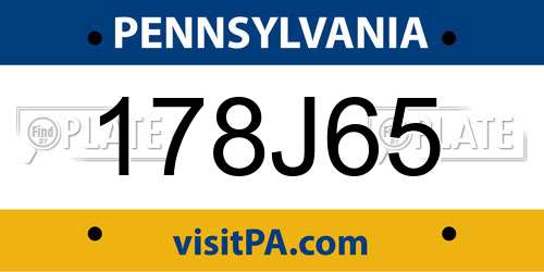 178J65 Pennsylvania License Plate