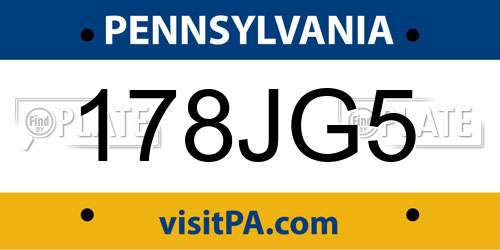 178JG5 Pennsylvania License Plate
