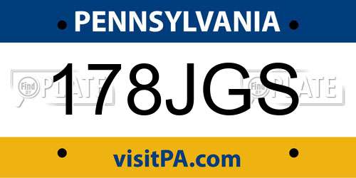 178JGS Pennsylvania License Plate