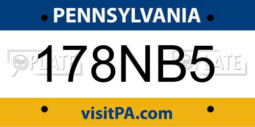 178NB5 Pennsylvania License Plate