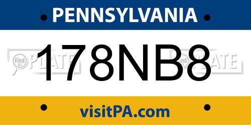 178NB8 Pennsylvania License Plate